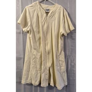 Vintage‎ Vanity Fair Womens Yellow House Coat Robe Zip Up Grandma M Pockets
